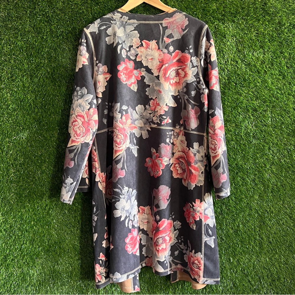 NWT Solitaire Floral Printed Faux Suede Jacket Coat Anthropologie Duster - Picture 2 of 10